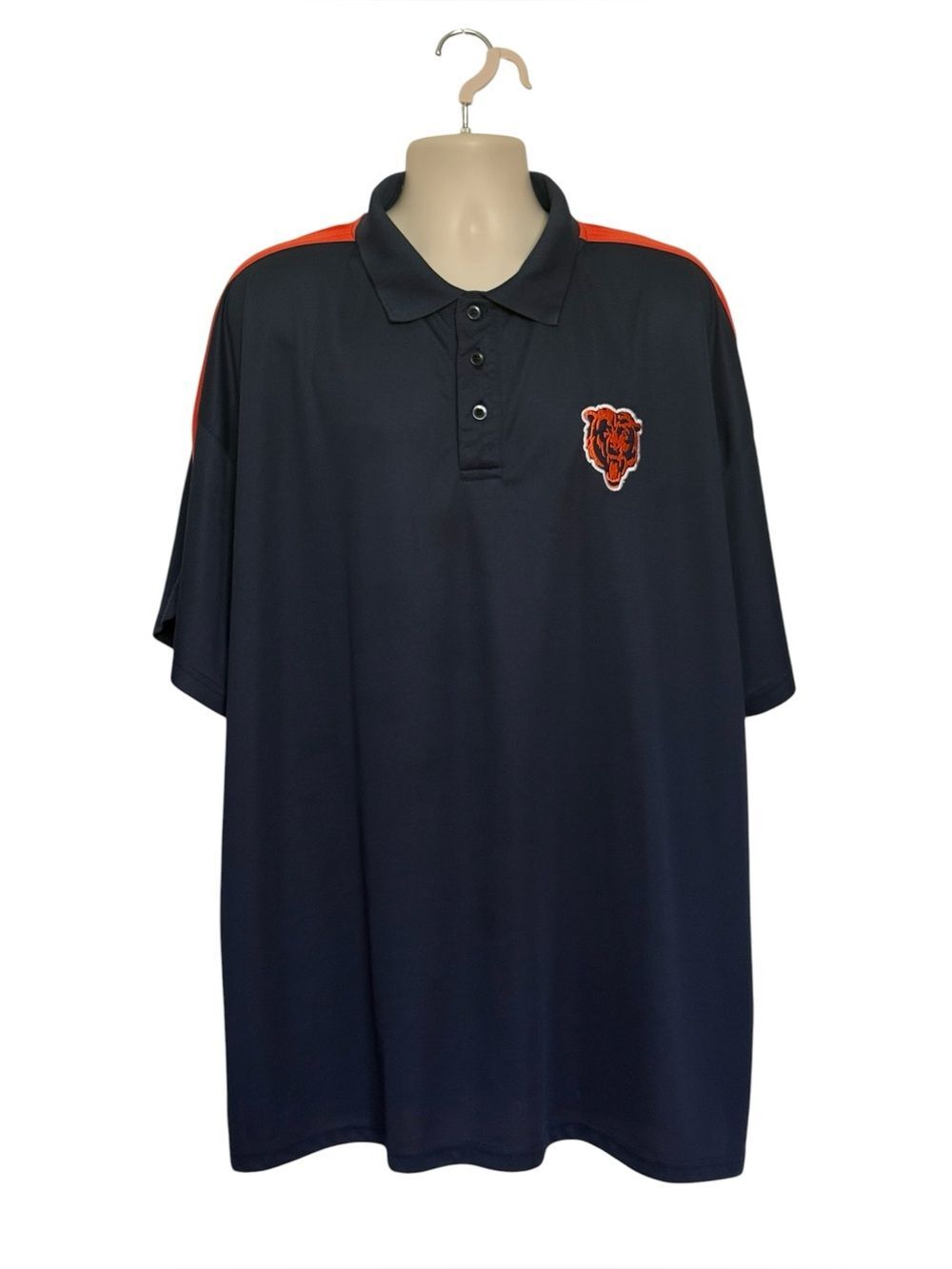 NFL Team Apparel Chicago Bears Short Sleeve Polo Shirt Navy Orange Men Sz 4XL